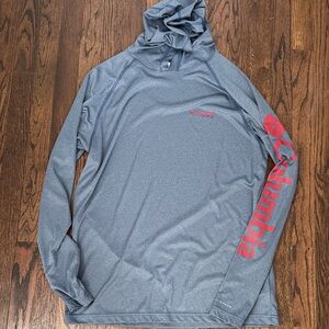 Men’s Columbia PFG Hooded Top with Red Logo
